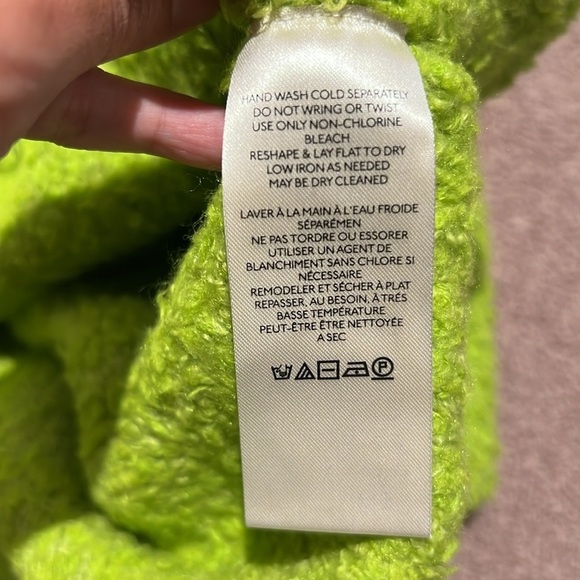 Free People x Anthropologie Women’s Fussy Neon Green Teddy Sweater Tunic Size XS - Picture 7 of 9